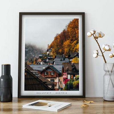 Affiche - Poster du village d'Hallstatt en Autriche - Photographie de Nablezon - Une idée cadeau de décoration à offrir à un proche. 