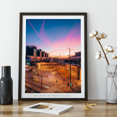 Affiche - Poster d'un lever du soleil à Lille - Photographie de Nablezon - Une idée cadeau de décoration à offrir à un proche. 