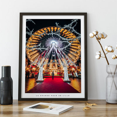 Affiche - Poster de la grande roue de Lille - Photographie de Nablezon - Une idée cadeau de décoration à offrir à un proche. 