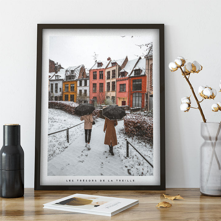 Affiche - Poster des maisons colorées de la Treille à Lille - Photographie de Benjamin Clipet - Une idée cadeau de décoration à offrir à un proche. 